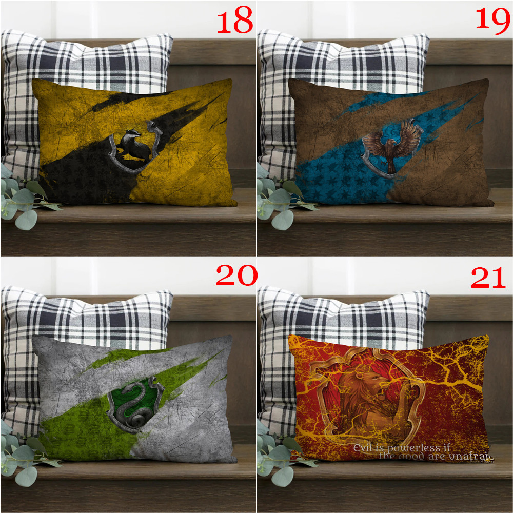 Harry Potter Houses Logo Vỏ Gối Hình Chữ Nhật In Hình Một Mặt Đệm Polyester Trang Trí Nhà Cửa Món Quà Tốt Nhất (Không Có Lõi)