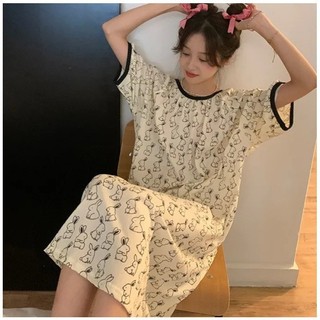2024 phong cách mới áo ngủ dành cho nữ phong cách nóng bỏng bong bóng cotton nhăn vải treo quần áo nhà ngọt ngào