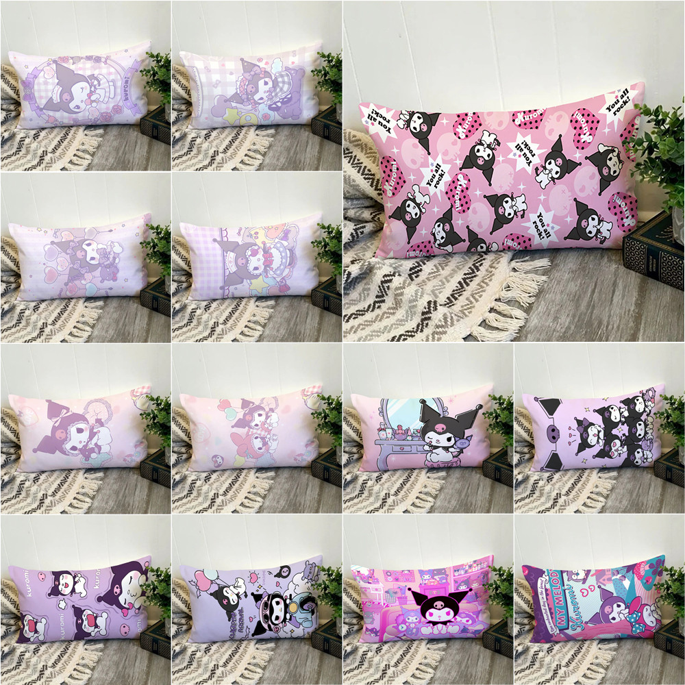 Sanrio Cartoon Kuromi Vỏ Gối Hình Chữ Nhật In Một Mặt Đệm Polyester Trang Trí Nhà Cửa Món Quà Tốt Nhất (Không Có Lõi)