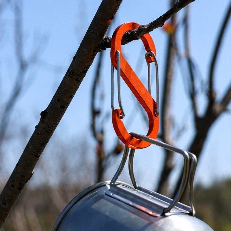 Mon Hợp Kim Nhôm Hình Chữ S Nhỏ Carabiner Kẹp Đôi Móc Ngoài Trời Chống Trộm Ba Lô Khóa Mini Khóa Carab