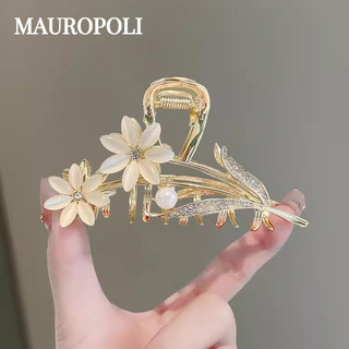 Mauropoli [Sẵn sàng] Kẹp ngọc trai hình hoa Opal tinh tế cao cấp dành cho nữ mùa hè Đầu lưng cá mập Kẹp mũ trùm đầu lớn