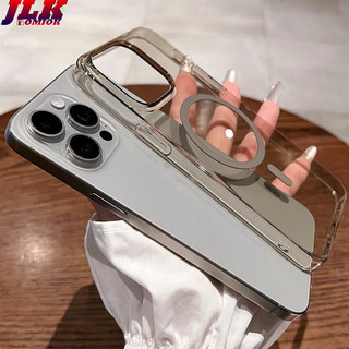 [JLK] Ultra-Thin HD Crystal Clear Magnetic Case for iPhone 15 14 Plus 13 12 Pro Max Wireless Charger Hard PC/Plastic Transparent Cover