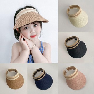 JKDESIGN Mũ chống nắng trẻ em, Mũ rơm bện vành lớn Mũ rơm mùa hè, Kem chống nắng du lịch thoáng khí Top Air Cap Trẻ em Bé