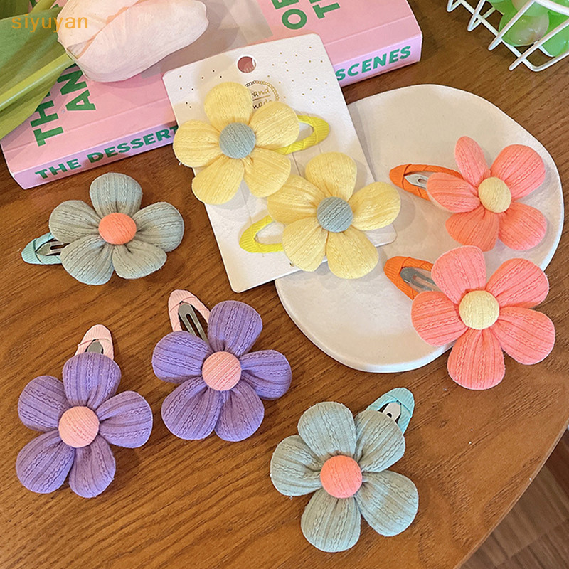 Bộ 2 món Siyuyan Trẻ em ' S Vải Dễ Thương Cặp Hoa Kẹp Phụ Kiện Tóc Cô Gái Kẹp Tóc Tính Khí Kẹp Mũ Đội Đầu Cho Bé Bán Buôn VN
