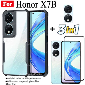 Ốp điện thoại di động chống rơi 3in1 Honor X7B + Phim kính cường lực X 7B X7B X7A + Phim ống kính
