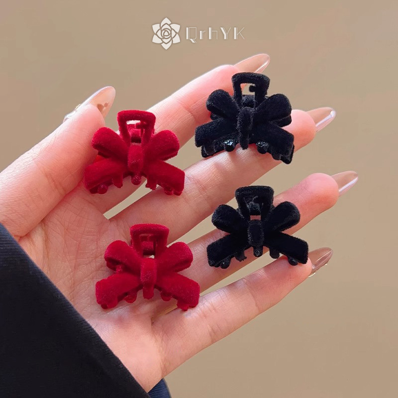 Qrhyk 1 Túi Nhung Đỏ Vuốt Tóc Nơ Nhỏ Nữ Bé Gái Cua Tóc Valene Ngày Quà Tặng Mới