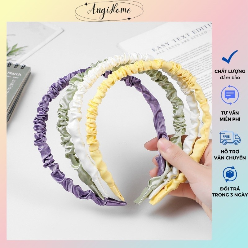 Băng đô cài tóc dễ thương bờm cute phụ kiện cho cô dâu lụa nhún satin  mặc áo dài nữ đẹp Hàn Quốc hottrend 2024 ANGIHOME