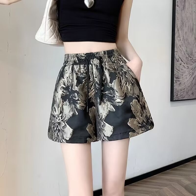 quần short nữ Quần Short Lụa Băng Mùa Hè Nữ Co Giãn Eo Rời Tất Cả Trận Đấu Mỏng Hơn Quần Ống Rộng