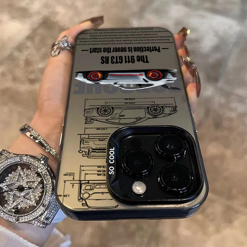 Dành Cho Samsung S26 S25 S23 S24 Ultra S24 FE S23 S22 S21 Plus S20 S21 Note 20 Siêu Thể Thao Siêu Xe Bạc IMD Kim Loại Cứng Chống Sốc