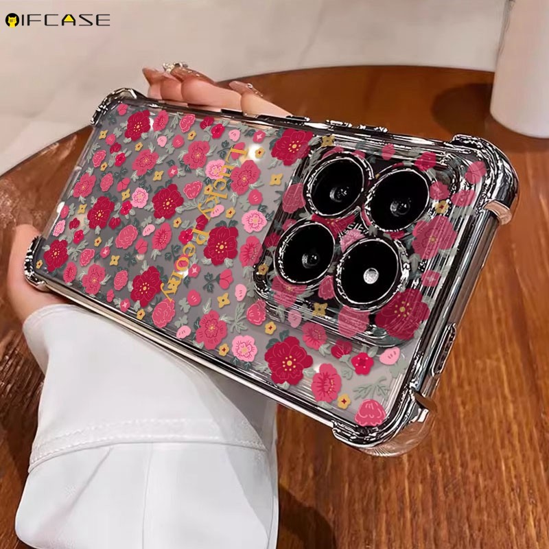 Dành Cho Xiaomi 17 15 15T Civi 5 Poco X7 Pro Max Ultra F7 Xiaomi17Ultra Xiaomi15T Ốp Điện Thoại Hoa Mẫu Đơn Hoa Hồng Mùa Xuân Dễ Thương Sang Trọng Chống Sốc Trong Suốt Vỏ