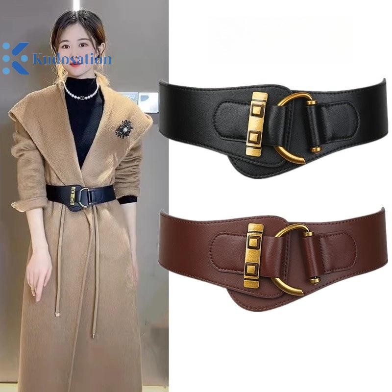 Kudosation Da Có Thể Tháo Rời Thắt Lưng Thời Trang Pin Khóa Rộng Thắt Lưng Vintage Áo Đầm Thắt Lưng Cho Nữ