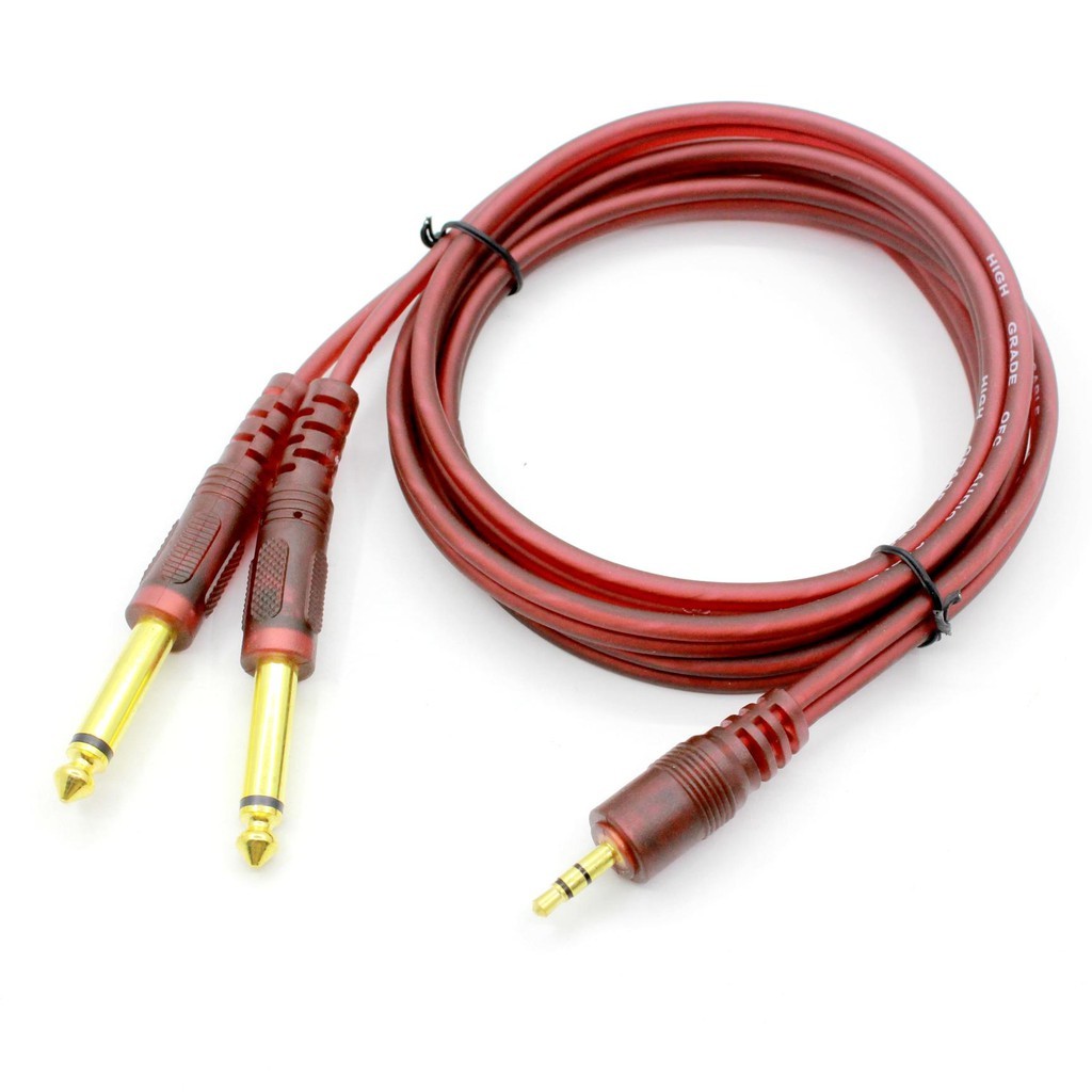 [Nilank] Dây cáp âm thanh đầu mạ vàng 2 Đầu 6.35mm sang 3.5 /Cho Máy Trộn, Bộ Khuếch Đại Công Suất Và Kết Nối Loa 1.5M 3M