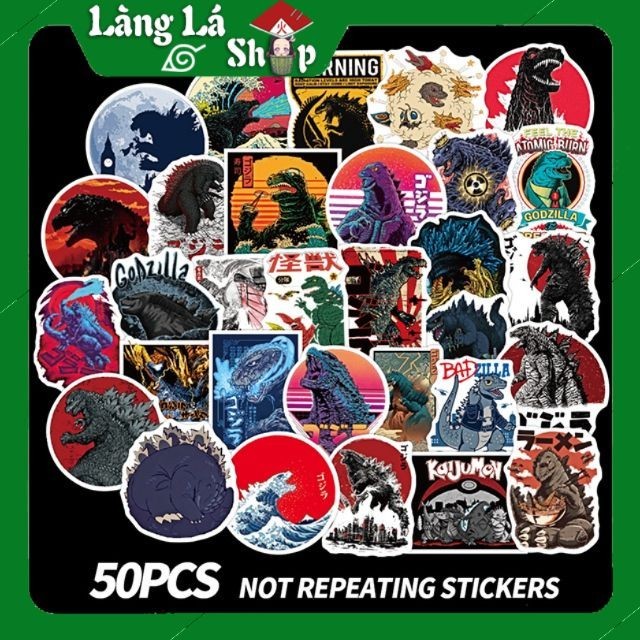 Miếng dán Sticker phim Godzilla trọn bộ 50 hình - In rõ ràng sắc nét ...