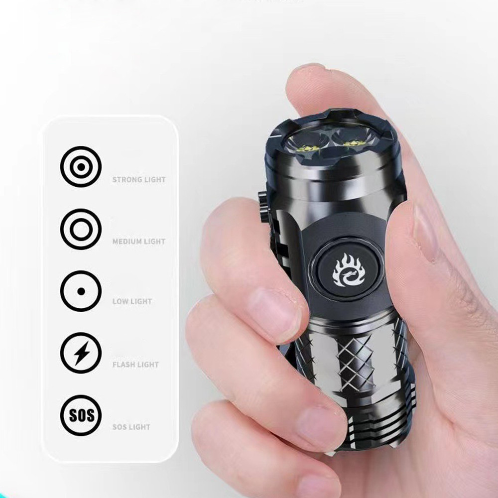 5 chế độ Đèn pin Super Bight SOS Light - Đèn pin công suất cao kích thước nhỏ di động - Đèn pin kẹp ba lô cắm trại đi bộ đường dài - Đèn khẩn cấp trọng lượng nhẹ ngoài trời
