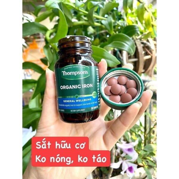 Viên Bổ Sung Sắt Hữu Cơ Thompson's Organic Iron 30 viên Của Úc không gây nóng & táo bón, dùng được mẹ bầu & sau sinh