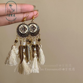 Nhẫn Tai Tua Rua Lông Vũ Phong Cách Nhật Bản và Bohemian