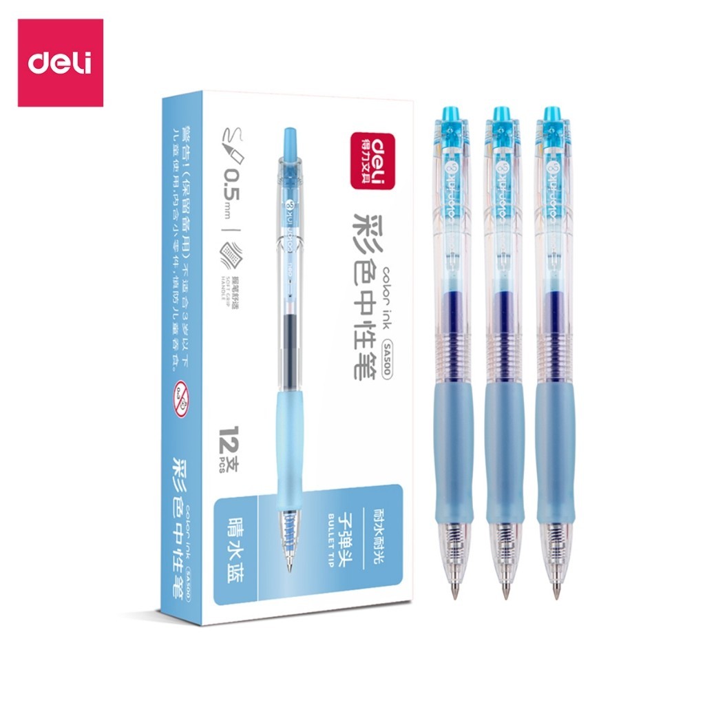 Bút Bi Nước Mực Gel Bấm Nhiều Màu Nhanh Khô 0.5mm Deli - Viết Học Sinh ...