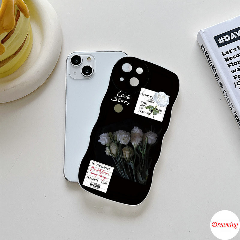 Ốp Lưng Cho Redmi Note 13 12 11 10 9 8 7 6 5 Poco X5 M3 Pro C65 C50 C55 C31 A3 A1 A2 Plus 13C 12C 11A 10C 9C 9A 9T Hình Bầu Dục Mắt Lớn Họa Tiết Sóng Màu Trắng Hoa Hồng Hồng
