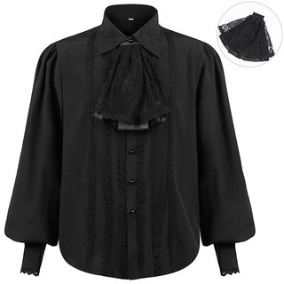 2024 Mới Châu Âu Mỹ Xuân Thu Nam Xếp Ly Áo Sơ Mi Thời Trung Cổ Quần Áo Steampunk Victoria Top Bên Trong Trận Đấu