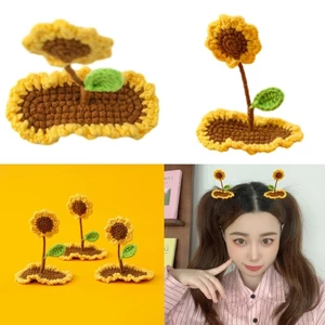 OXXGGKAO Tinh Tế Hoa Hướng Dương Móc Barrettes Kẹp Bông Tai Kẹp Tóc Cô Gái Ngọt Ngào Kẹp Bên Bông Tai Kẹp Nữ 3D Hoa Hướng Dương