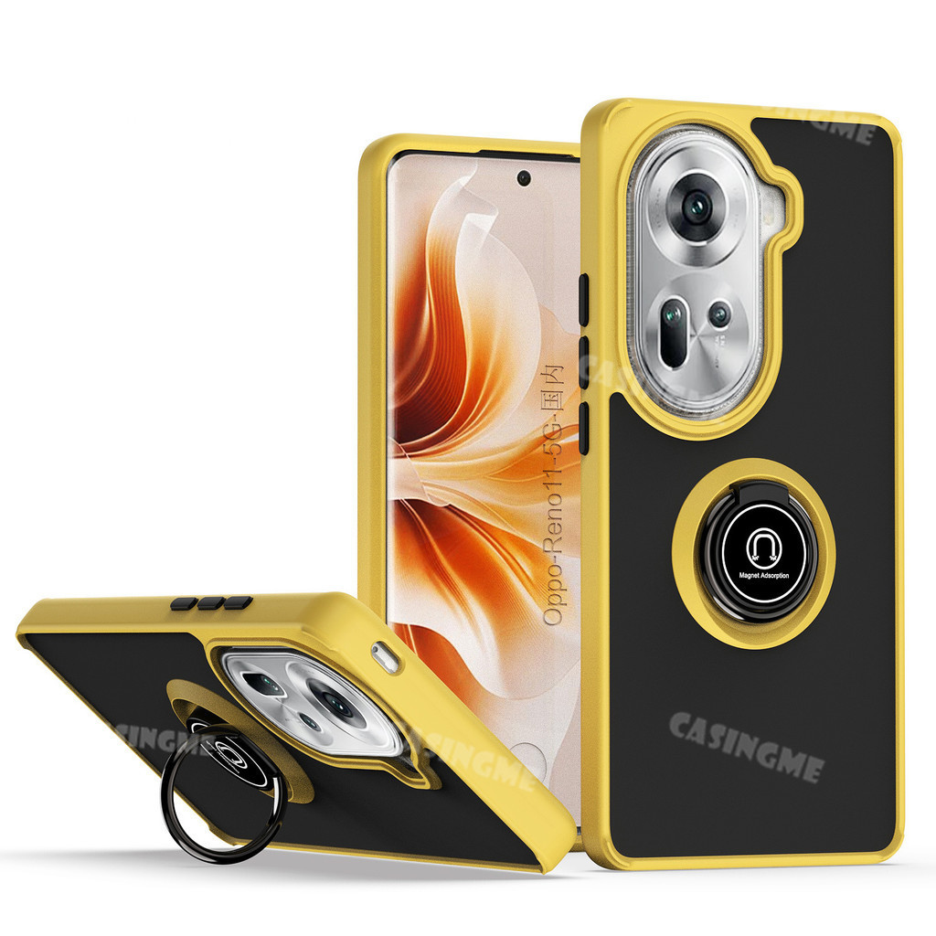 Oppo Reno 11 11Pro 5G PC Cứng Matte Camera Csaing Cho Oppo Reno 11 Reno11Pro Reno11 Pro 11Pro 5G 4G 2024 Vỏ Điện Thoại Chống Sốc Xe Ô Tô Vòng Giá Đỡ Bảo Vệ Mặt Sau