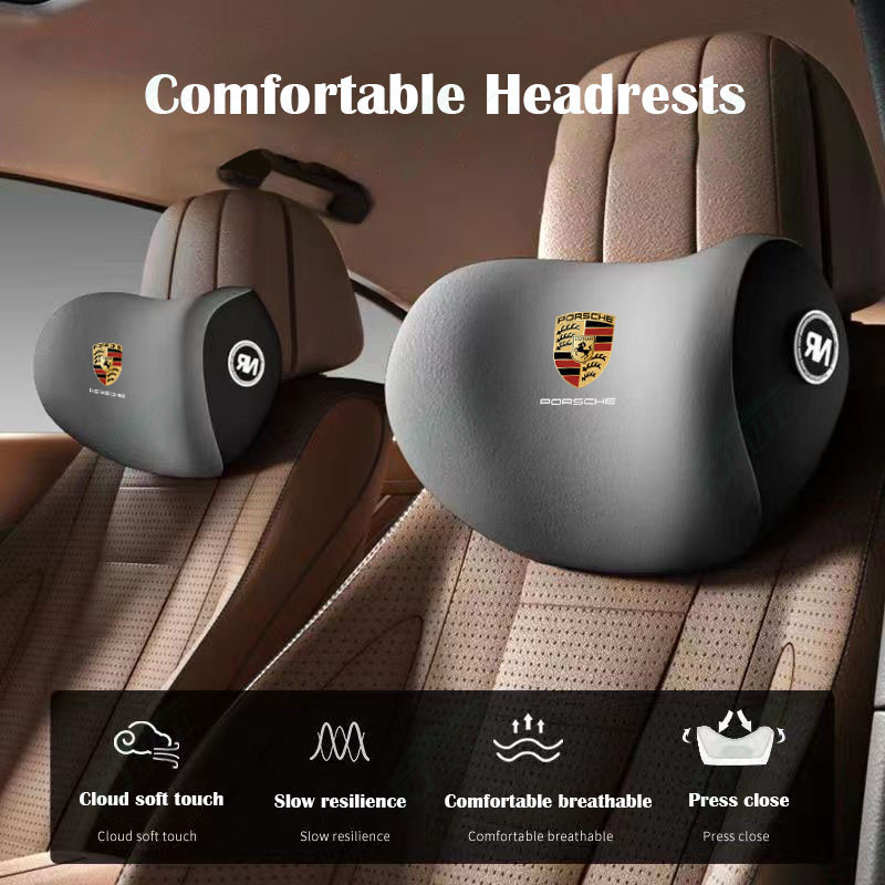 【 Gối tựa đầu & thắt lưng 】 Porsche Giảm mệt mỏi - Bảo vệ cổ và vai - Lõi xốp nhớ - Đồng hành lái xe tối ưu cho Carrera Gts Turbo Macan Cayenne Cayman 718 Boxster