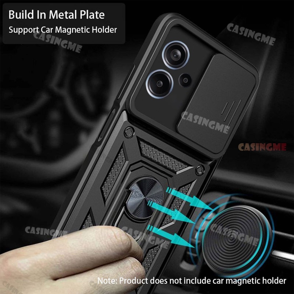 Vỏ giáp chống sốc Redmi Note 13 Pro + 5G cho Redmi Note13Pro + Note 13 Pro Plus + 13Pro + Giá đỡ vòng từ tính trên ô tô Kéo đẩy Bảo vệ Camera Vỏ điện thoại Ốp lưng máy ảnh