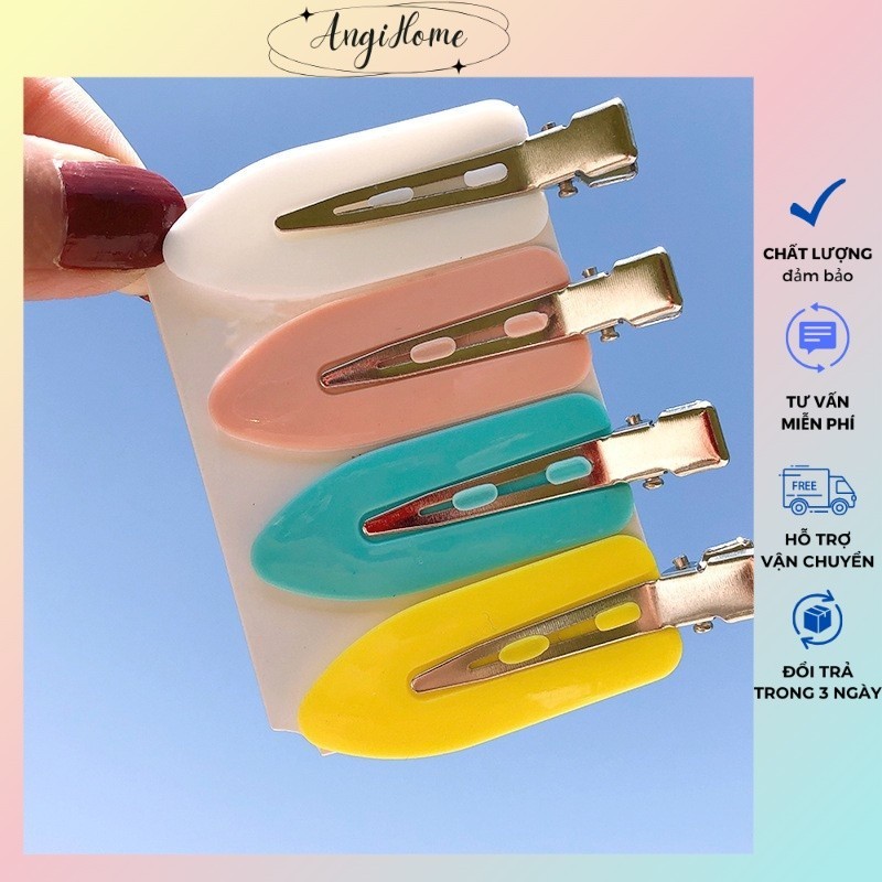 Kẹp tóc mái mỏ vịt cặp bấm mái nữ đẹp vintage Hàn Quốc dễ thương màu trơn hottrend 2024 ANGIHOME