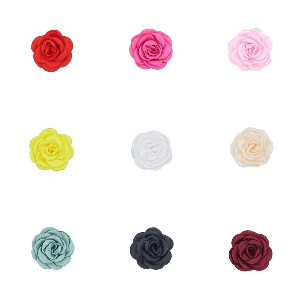 SMILE Vải Hoa Nhân Tạo, Hoa Hồng Satin Hoa Camellia Trang Trí, Phụ Nữ Handmade Đốt Cạnh Trâm Phụ Kiện Tóc Chất Liệu Thủ Công