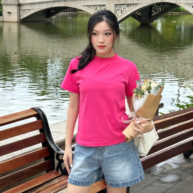 [Mã FADEP2903 giảm đến 30k đơn từ 99k] Áo thun Baby Tee trơn dáng ôm  cổ tròn, tay ngắn đơn giản A5784