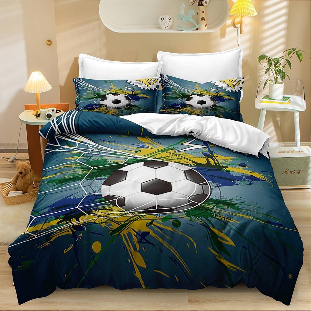 PS1 Bóng Đá 3IN1 Bộ Chăn Ga Gối Chăn Gối Nhà Phòng Ngủ Có Thể Giặt Ký Túc Xá Phù Hợp Với SP1