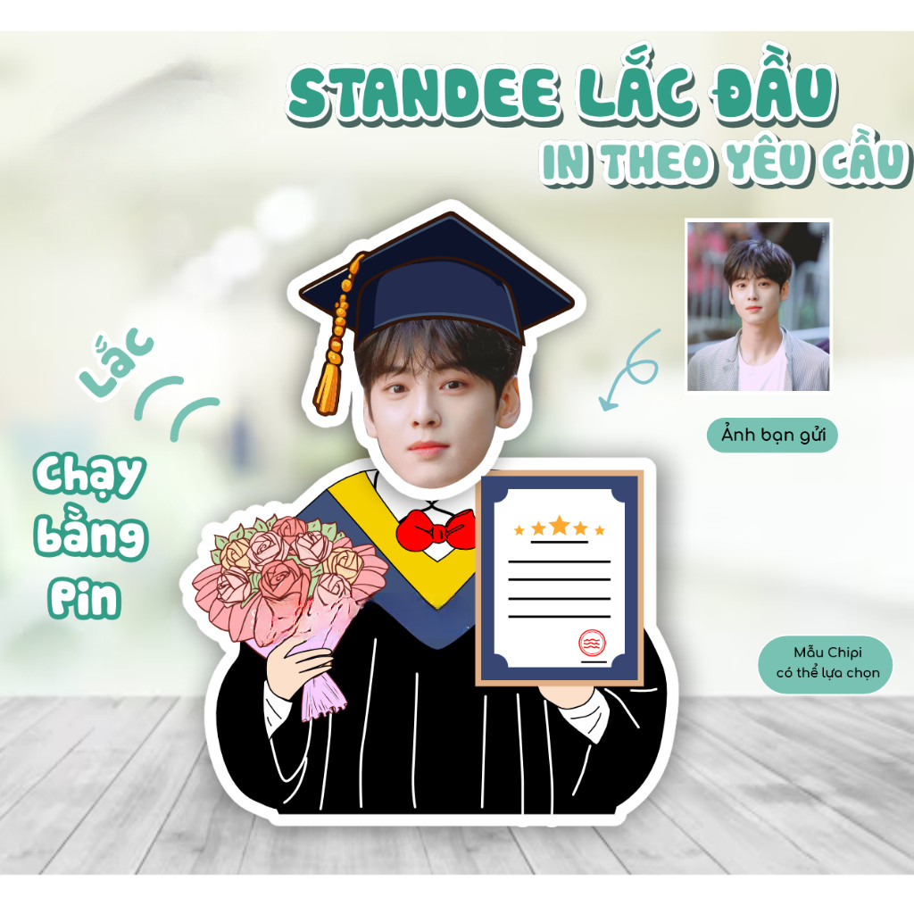 Standee lắc đầu chạy bằng pin cử nhân tốt nghiệp- Quà Tặng Sango