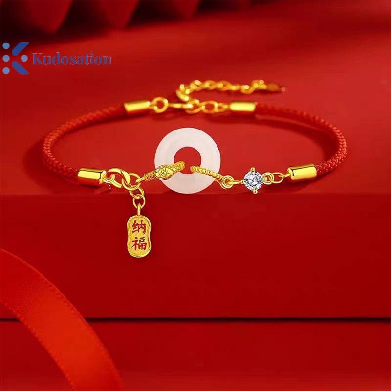 Kudosation Thời Trang May Mắn Dây Đỏ Rắn Mặt Dây Chuyền Vòng Tay Nữ Cung Hoàng Đạo Trung Quốc Rắn Năm Vòng Tay Quà Tặng Năm Mới