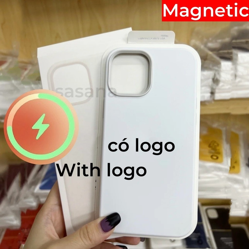 (Chính thức 1: 1) Silicon lỏng từ tính màu trắng cho iphone 15 / 14 / 13 / 12 / Pro / ProMax / plus / mini Vỏ điện thoại chất lượng cao Hoạt hình bật lên