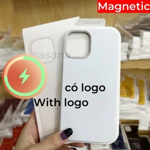 Silicon lỏng từ tính màu trắng cho iphone 15 / 14 / 13 / 12 / Pro / ProMax / plus / mini Vỏ điện thoại chất lượng cao Hoạt hình bật lên