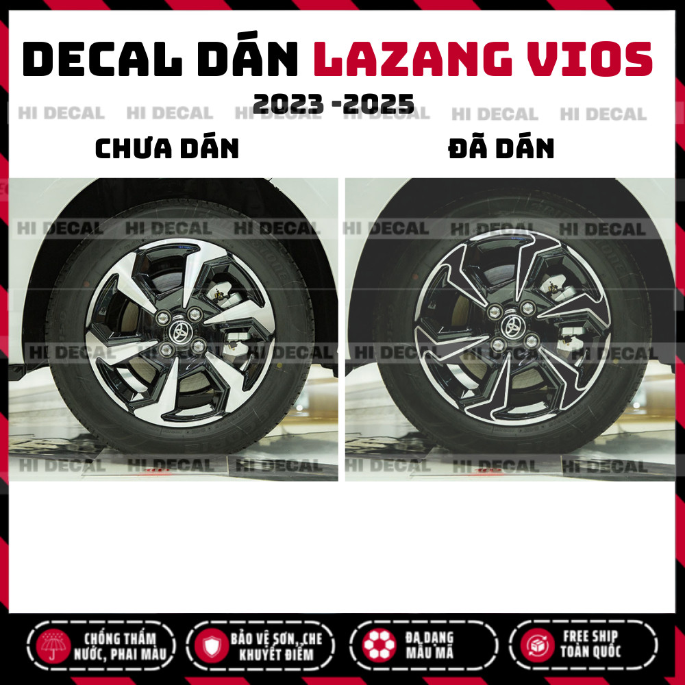 Tem dán mâm Vios 2023 - 2025, Decal lazang Vios trang trí tạo điểm nhấn