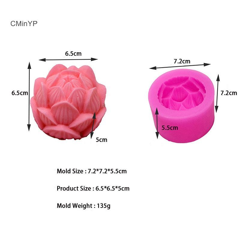 Cminyp Nến Thơm Khuôn Silicon 3D Hoa Sen Hình Xà Phòng Khuôn Silicon DIY Glory
