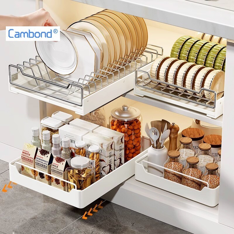 Cambond Giỏ Kéo Ra Cho Tủ Bếp Giá Đĩa Tổ Chức Kéo Kệ Đĩa Tổ Chức