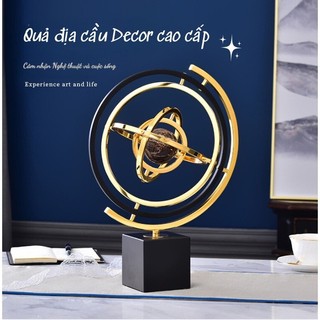 Mô hình Quả Địa cầu Myd.23 Chất liệu hợp kim đá cẩm thạch đế xoay 360 độ Cao cấp Decor Bàn làm việc Văn phòng