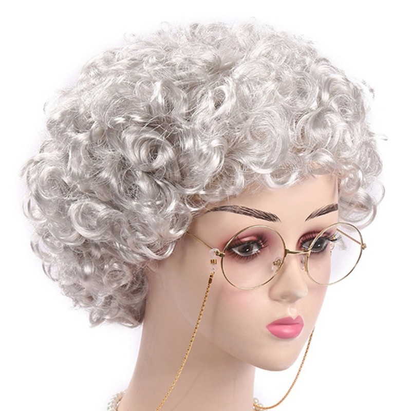 Flgo Bà Già Trang Phục Trẻ Em 100 Ngày Đi Học Bà Tóc Giả Cho Bé Gái Trang Phục Ông Già Hóa Trang Halloween Cosplay Tóc Giả Bà Già Wi