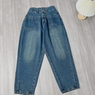 Quần dài jean ống rộng nữ NHỎ CLOTHING bigsize màu xanh,quần dài baggy kiểu dài lưng cao dễ phối đồ cho các nàng J8