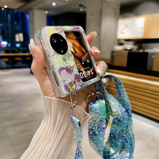 Ốp lưng đeo chéo sang trọng OPPO Find N3 N2 Flip Vỏ trong suốt Vỏ gấp chống va chạm sơn sáng tạo