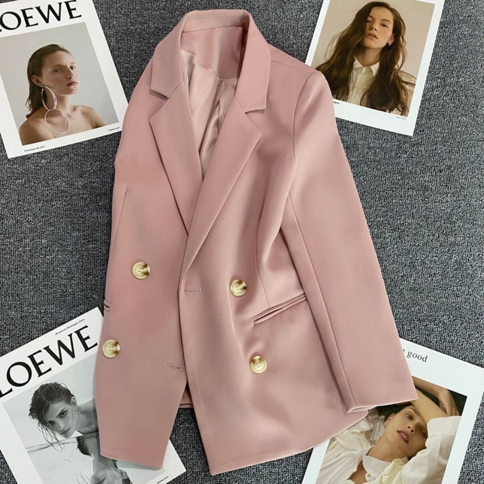 Nữ Tay Dài Màu Hồng Chắc Chắn Blazer Nữ Công Sở Nữ OL Phù Hợp Với Công Sở Áo Khoác Ngoài Đồng Phục