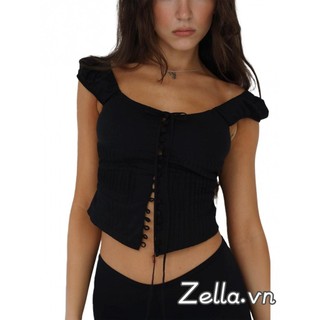 Nữ Màu Trơn Xe Tăng Áo Phong Cách Cổ Tích Không Tay Sling Thiết Kế Nút Trước Buộc Cardigan Áo Vest Dạo Phố