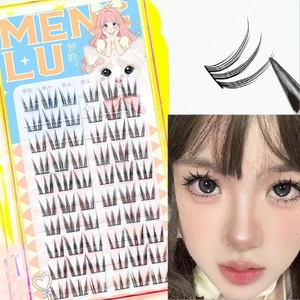 Menglu Girls 'Cat Claw Lông mi giả Mô phỏng tự nhiên Dung tích lớn 10 hàng Lông mi giả phân đoạn