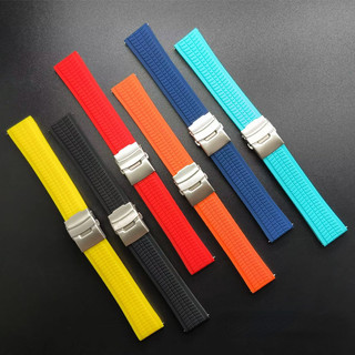 Dây đeo đồng hồ silicon 20mm 22mm 24mm Dây đeo đồng hồ cao su cho SEIKO Diver Vòng tay nam nữ Dây đeo cổ tay có khóa gấp