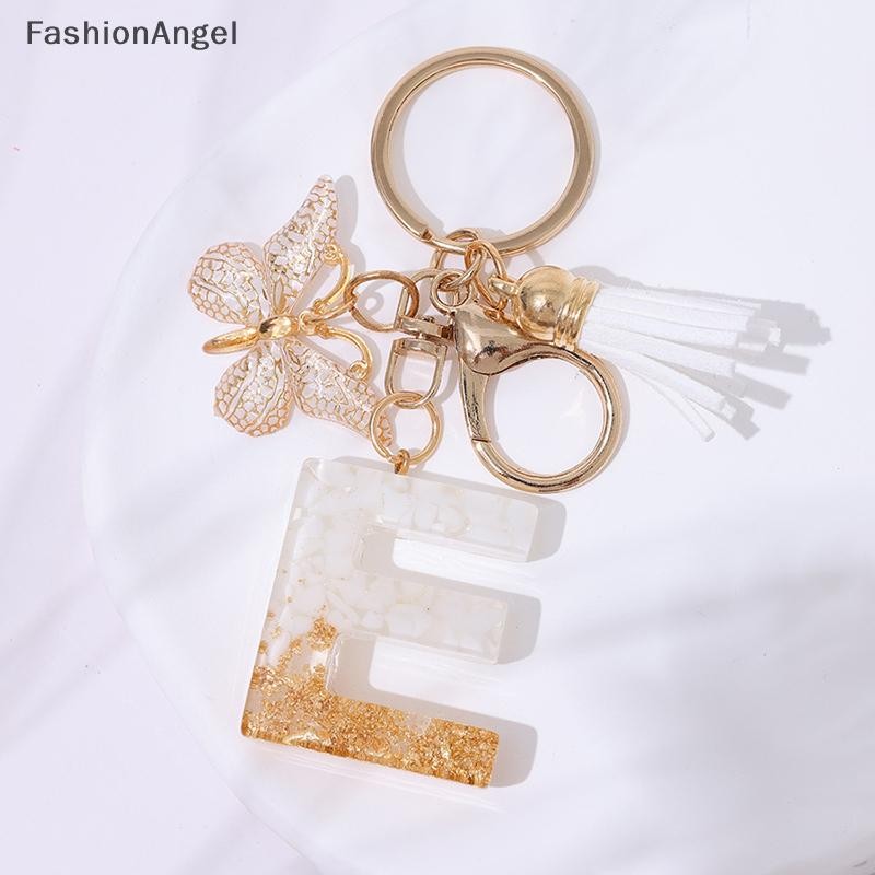 FashionAngel A To Z Chữ Móc Khóa 26 Chữ Cái Ban Đầu Bảng Chữ Cái Trắng Dây Móc Khóa Túi Thời Trang Trang Trang Trí Xe Nhăn Quà Tặng VN