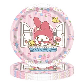 Khay giấy hình tròn 7 inch hoạt hình dễ thương mới / Hello Kitty / Yugui Dog / Bộ đồ ăn trang trí tiệc Kuromi