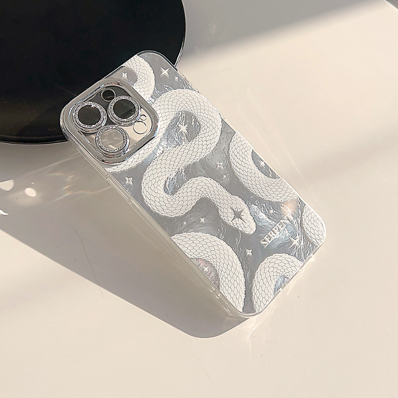 Ốp Điện Thoại Ins Style Serpent Cho Redmi Note 14 13 Pro Plus 12 Turbo 11S 11T 10T 10 9T K80 K70 K70E K60 Pro Ultra 5G 4G Vỏ Mềm Sáng Bóng Chống Sốc Mặt Sau Rắn Trắng