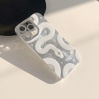 Ốp Điện Thoại Ins Style Serpent Cho Vivo V40 V30 V29 V27 V27E V25 V23 X200 Pro Mini X100 X100s Ultra X90 Pro Plus X80 Pro Vỏ Mềm Sáng Bóng Chống Sốc Mặt Sau Rắn Trắng